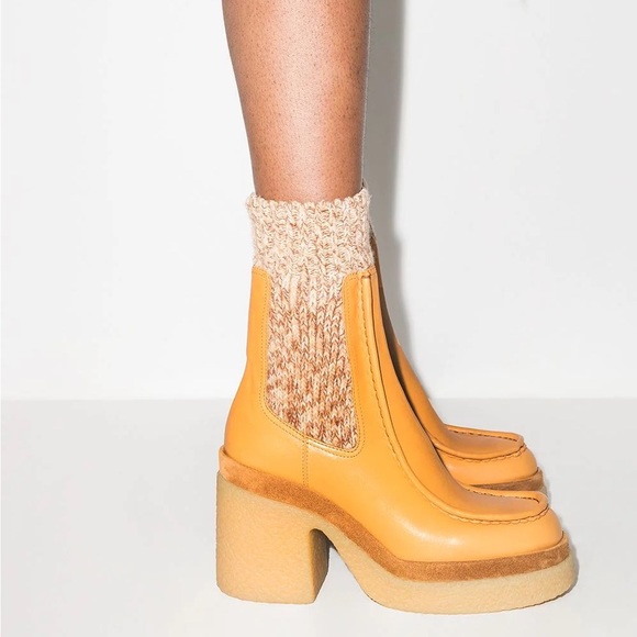 GAP LEATHER knit trim Chelsea Platform boots - Picture 8 of 12